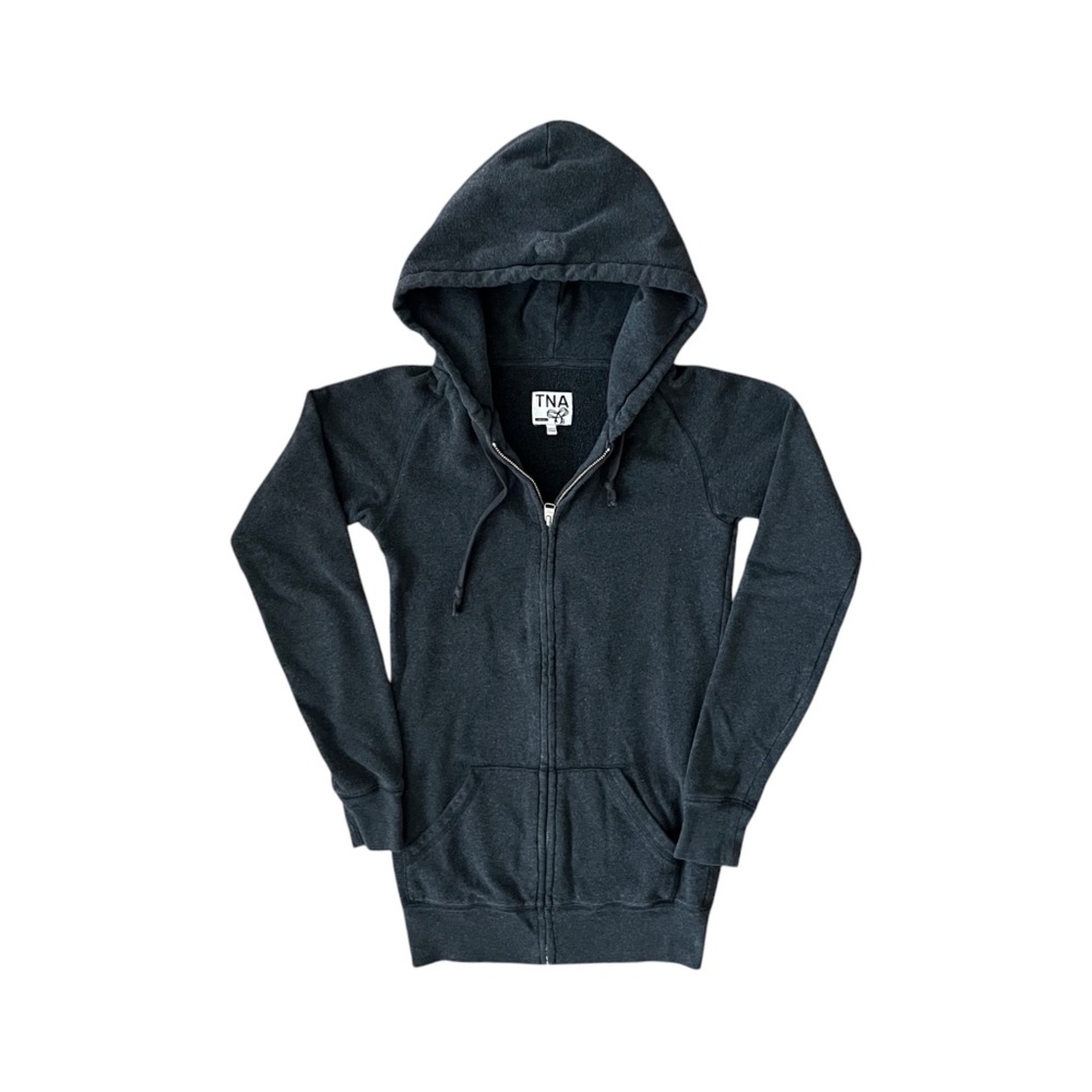 Vintage TNA Aritzia Crop Hoodie Full Zip Fleece Sweater Grey Women's Size XXS